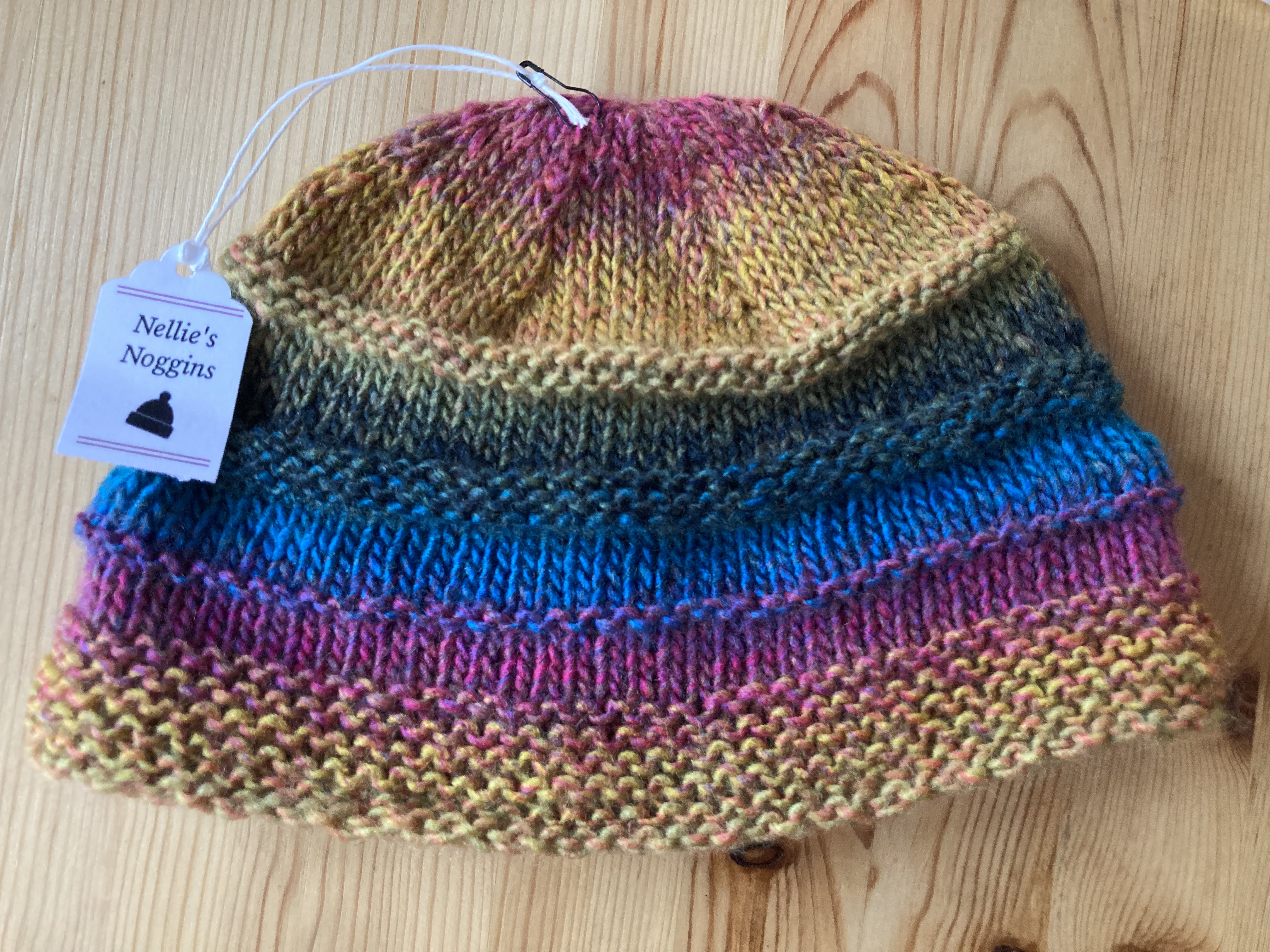 Rainbow striped knitted hat